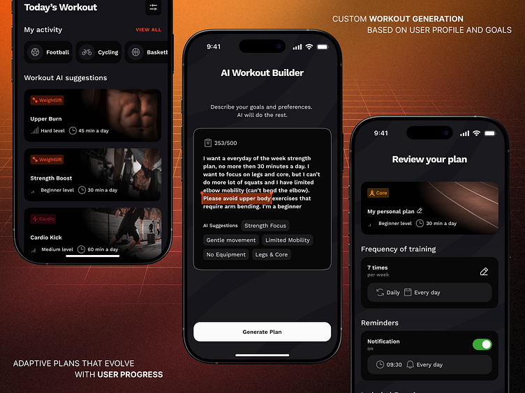 PowerPeak fitness app design screen 1